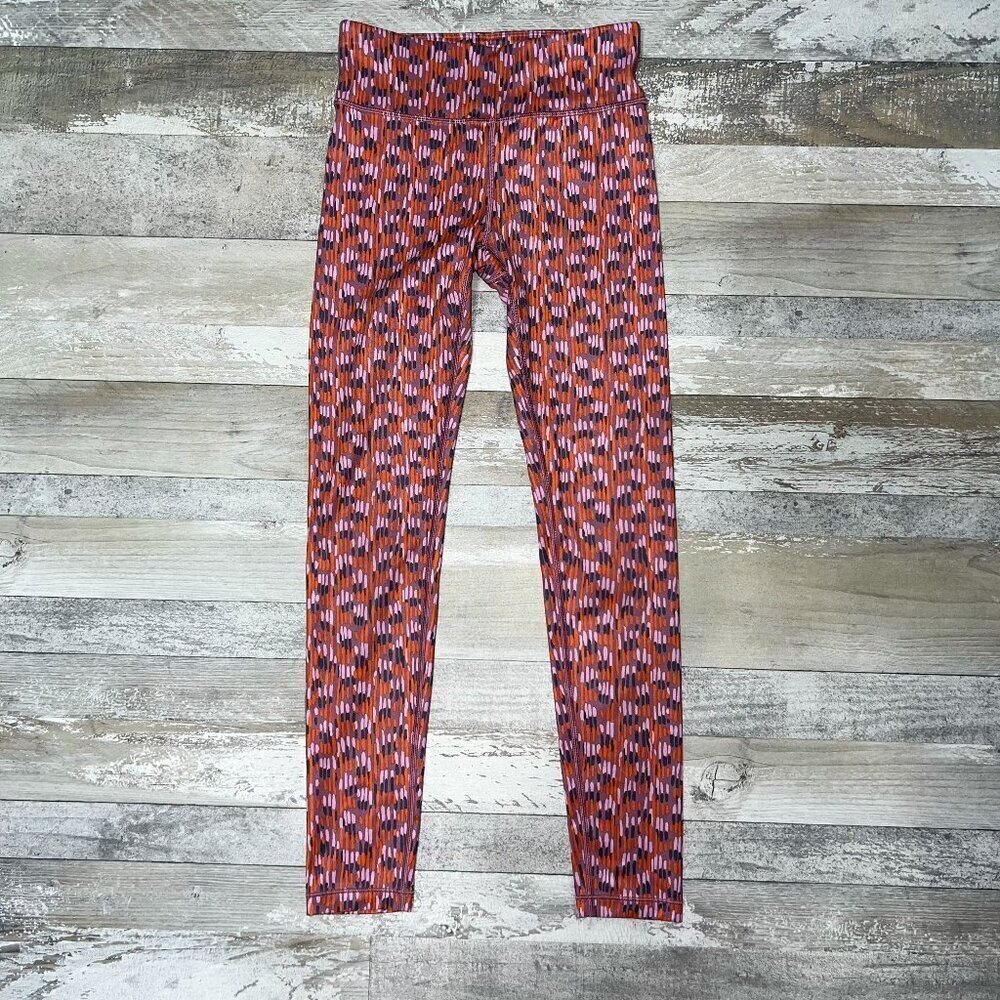 Athleta Girl High Rise Printed Chit Chat Leggings Pink/Orange/Purple Size L/12